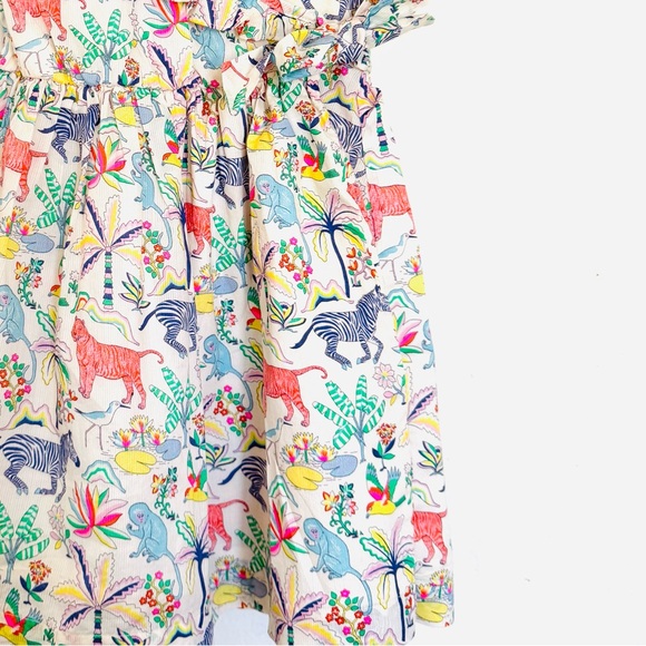 Mini Boden Tropical Garden Animal Print Wrap Dress in Vanilla Pod - Picture 5 of 7